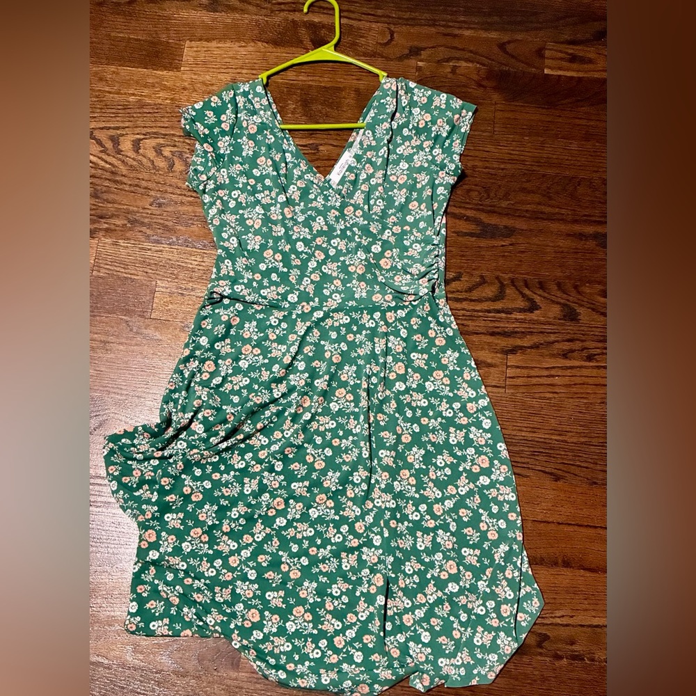 Floral Green Wrap Dress